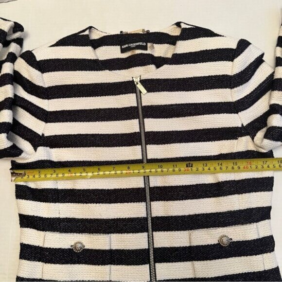 Karl Lagerfeld *  Paris Woman's Tweed  Suit Jacket Blazer Striped Size 6 - Picture 4 of 11